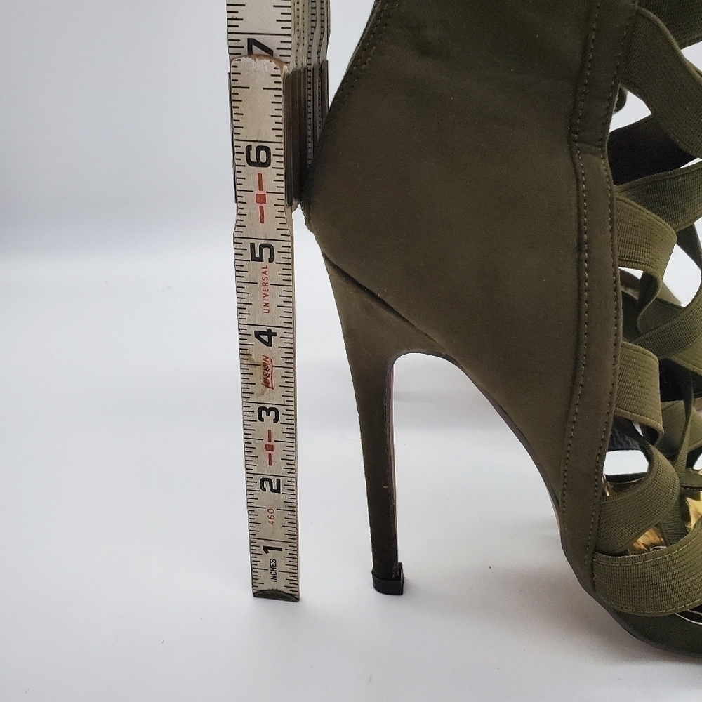 LILIANA Shoes Women 8 Criss Cross Strap Heels Dark Green - Picture 5 of 11
